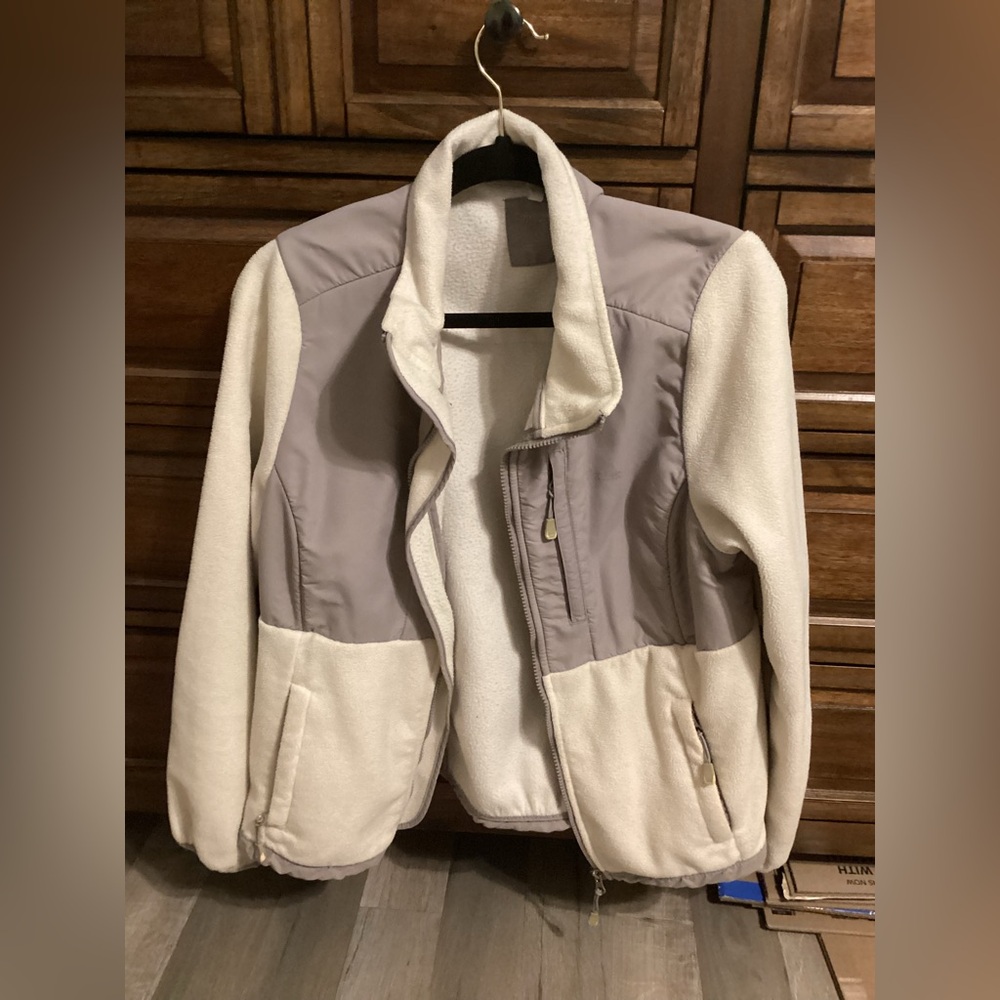 Calvin Klein Cream and Gray Teddy Jacket
